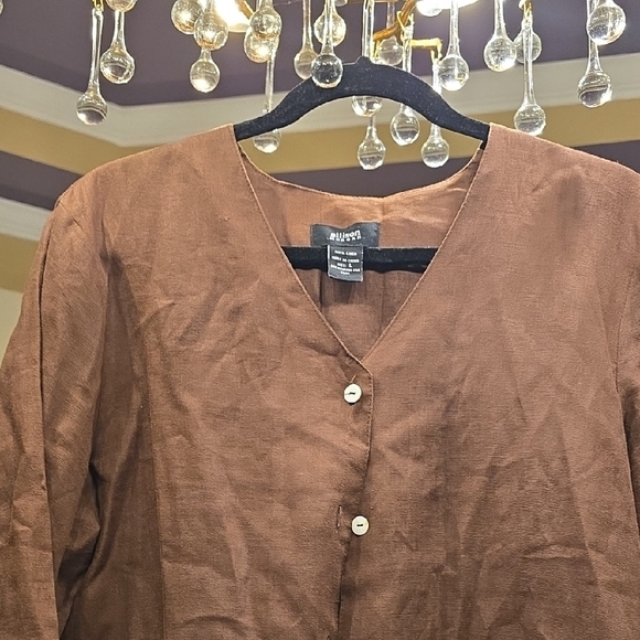 Allison Morgan Brown Linen Blouse - Picture 3 of 12